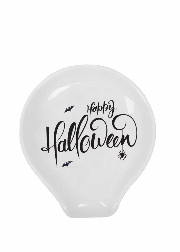 LXX1 Halloween Ceramic Spoon Rest Coffee Bar Holder White Mini Porcelain by Deal US