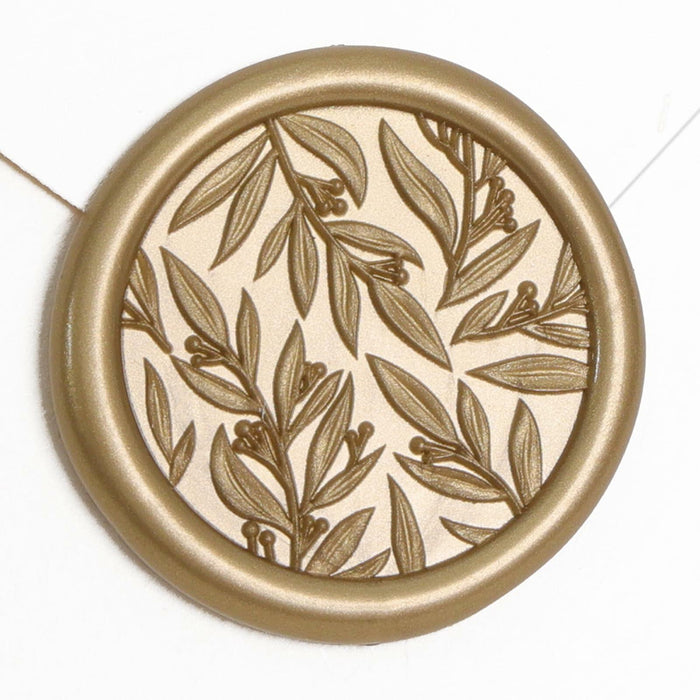 UNIQOOO 3D Leaf Wax Seal Stickers Prosecco Metallic Light Gold 50 Pcs by Deal US