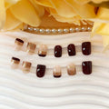 Brown Press On Nails Short Square Glitter Nude Brown Full Cover 24 Pcs by Deal US