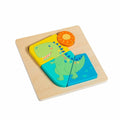 Mary Meyer LittleWood Wooden Dinosaur Puzzle 5.5x5.5 Inches Toddler Toy by Deal US