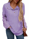 SHEWIN Women Oversized Button Up Sweatshirt Purple Size XL