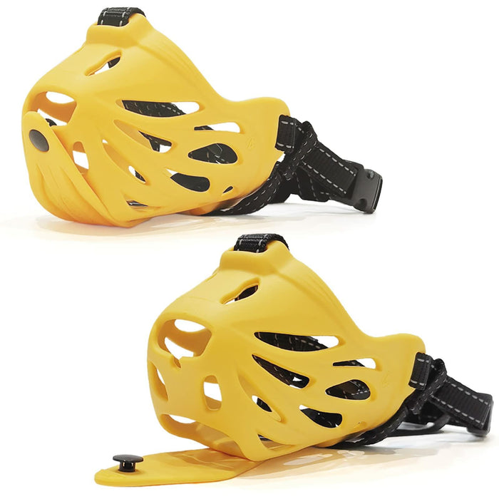 Petyouyou Dog Muzzle Basket Nylon Yellow XL Snout 10.75-12" Size XL by Deal US