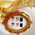 Brown Press On Nails Short Square Glitter Nude Brown Full Cover 24 Pcs by Deal US