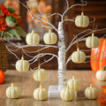 Hiboom 12 Pcs Resin Pumpkin Ornaments Rustic White Gold Fall Decor by Deal US