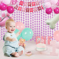 RANERVZ Pink Dog Paw Birthday Decorations Foil Curtain 3.3x6.6ft by Deal US