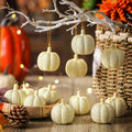 Hiboom 12 Pcs Resin Pumpkin Ornaments Rustic White Gold Fall Decor by Deal US