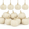 Hiboom 12 Pcs Resin Pumpkin Ornaments Rustic White Gold Fall Decor by Deal US