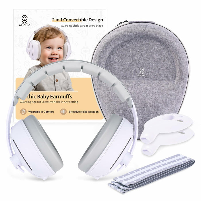 ALICHIC 2-in-1 Convertible Baby Noise Cancelling Earmuffs Infant Toddler by Deal US