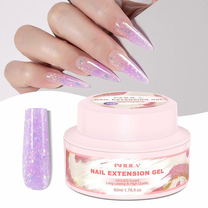 NXJ INFILILA Purple Glitter Poly Nail Gel Builder Glossy Thickening P12 15ML by Deal US