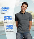 BAMBOO COOL Men's Slim Fit Moisture Wicking Polo Shirt Grey Size L by Deal US