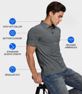 BAMBOO COOL Men's Slim Fit Moisture Wicking Polo Shirt Grey Size L by Deal US