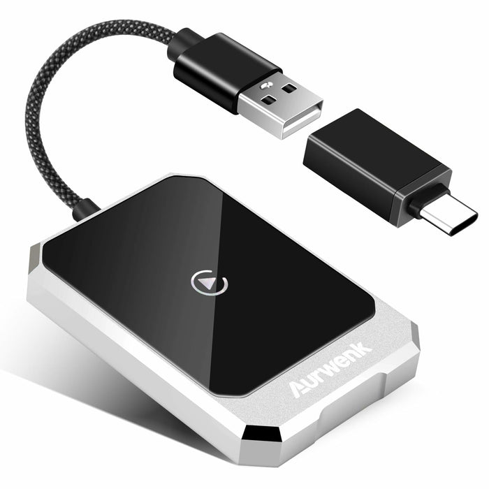 Aurwenk Wireless CarPlay Adapter for iPhone Mini Dongle Silver Plug & Play by Deal US