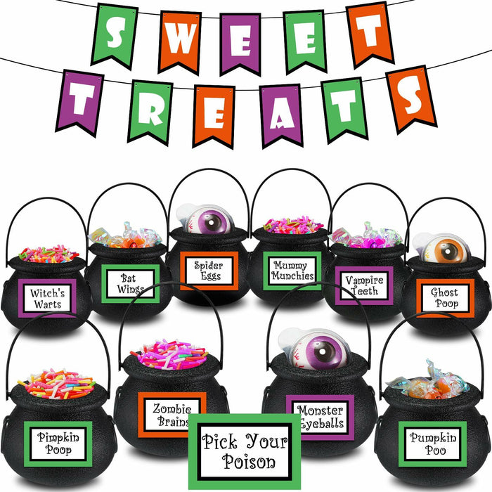 Meanplan Halloween Witch Party Favors Black Mini Cauldrons 2.8" 12pcs by Deal US
