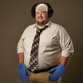 Yearntown Halloween Bald Man Costume Set Brown Wig Bald Cap Gloves One Size by Deal US