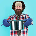 Yearntown Halloween Bald Man Costume Set Brown Wig Bald Cap Gloves One Size by Deal US
