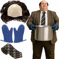 Yearntown Halloween Bald Man Costume Set Brown Wig Bald Cap Gloves One Size by Deal US