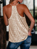 miduo Womens Sequin V Neck Strappy Tank Top Gold Size S by Deal US