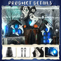 VioraWhite 15 Pcs Lighted Ceramic Halloween Village Accessories Set Black by Deal US