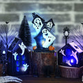 VioraWhite 15 Pcs Lighted Ceramic Halloween Village Accessories Set Black by Deal US