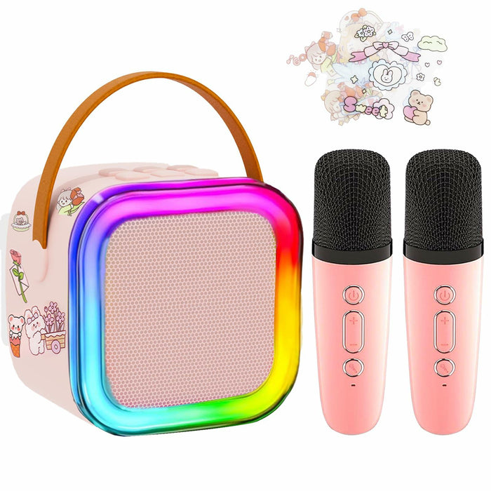 [Like New] KBG Mini Karaoke Machine Kids Bluetooth Speaker 2 Wireless Mics Black by Deal US