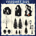 VioraWhite 15 Pcs Lighted Ceramic Halloween Village Accessories Set Black by Deal US