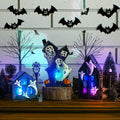 VioraWhite 15 Pcs Lighted Ceramic Halloween Village Accessories Set Black by Deal US