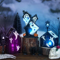 VioraWhite 15 Pcs Lighted Ceramic Halloween Village Accessories Set Black by Deal US