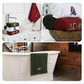 Fanfanwin 3 Pc Cotton Football Hand Towels 14x29 Rust Dark Green White by Deal US