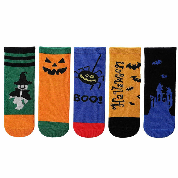 PAPPNTI Kids Halloween Cartoon Crew Socks 5 Pairs Multicolor Size 7-10 by Deal US
