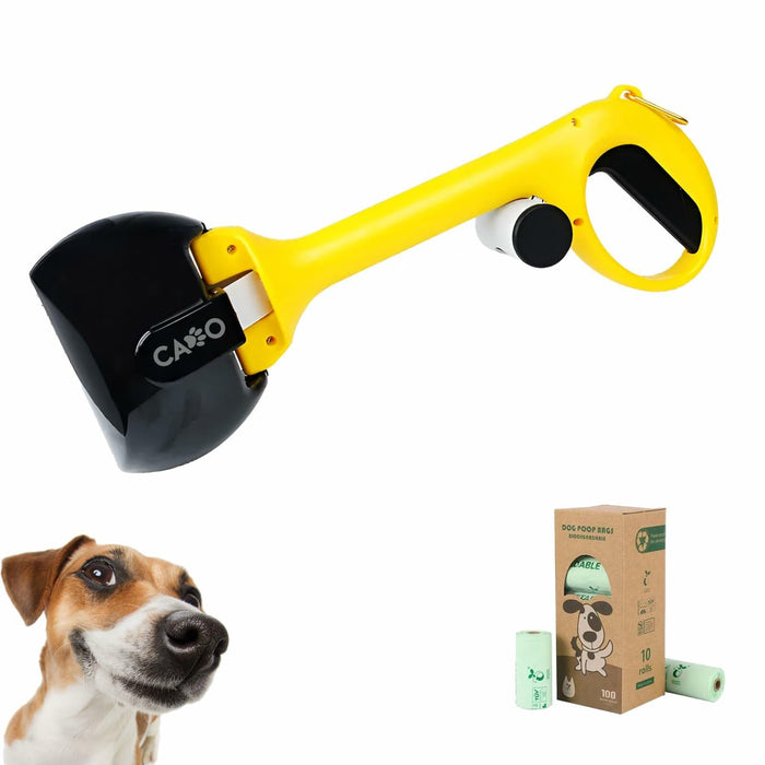 Dog Pooper Scooper Large Yellow/Black with Bag Holder and 5 Bag Rolls by Deal US