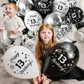 29th Birthday Balloons Set 16pcs Black Silver Latex Confetti Party Decor by Deal US
