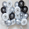 29th Birthday Balloons Set 16pcs Black Silver Latex Confetti Party Decor by Deal US