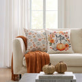 Meekio 4-Pack Fall Pillow Covers 18x18 Blue Pumpkin Truck Linen Decor by Deal US