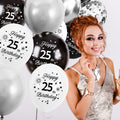 29th Birthday Balloons Set 16pcs Black Silver Latex Confetti Party Decor by Deal US