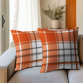 Kcozydecor Fall Pillow Covers 20x20 Orange White Plaid Set of 2 Linen by Deal US