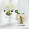 N&T NIETING Artificial White Hydrangea Flowers with Vase & Real Stone Decor by Deal US