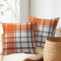 Kcozydecor Fall Pillow Covers 20x20 Orange White Plaid Set of 2 Linen by Deal US
