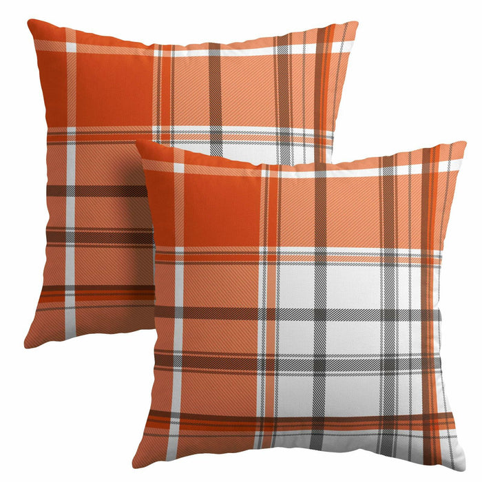 Kcozydecor Fall Pillow Covers 20x20 Orange White Plaid Set of 2 Linen by Deal US