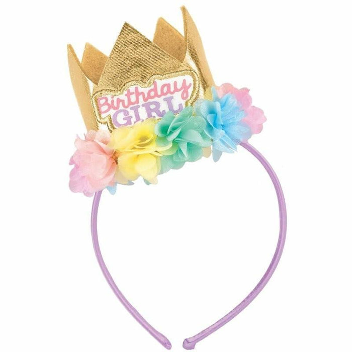 Amscan Floral Crown Birthday Headband Metallic Gold Pastel Flowers 8x4.5in 1 Pc by Deal US