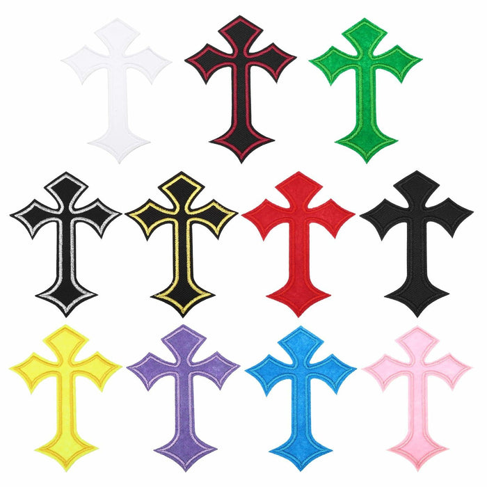 PATIKIL Cross Embroidered Patches 11 Pcs 4.1x2.8in Multicolored Iron On by Deal US
