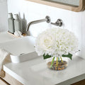 N&T NIETING Artificial White Hydrangea Flowers with Vase & Real Stone Decor by Deal US