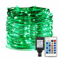 ER CHEN Green LED String Lights 99ft 300 LED Dimmable Silver Wire Remote by Deal US