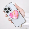 Luhoit Expanding Cell Phone Grip Heart Shape Pink Gold Marble Glass by Deal US