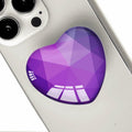 Luhoit Expanding Heart Shape Glass Phone Grip Stand Purple Silicone Rubber by Deal US