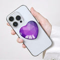 Luhoit Expanding Heart Shape Glass Phone Grip Stand Purple Silicone Rubber by Deal US