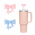 AXMCCH 10mm Bow Shape Silicone Straw Topper for Stanley Cup Pink Blue by Deal US