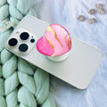 Luhoit Expanding Cell Phone Grip Heart Shape Pink Gold Marble Glass by Deal US