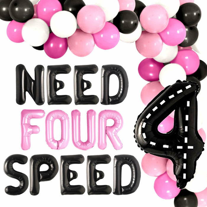 JeVenis Pink Need Four Speed Racing Car Balloons 4th Birthday Party by Deal US