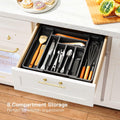 Pipishell Expandable Silverware Drawer Organizer BPA-Free Black 8 Compartments by Deal US