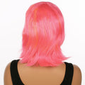 JUST FOR PARTY 13" Short Bob Synthetic Wig with Flat Bangs Pink Orange by Deal US